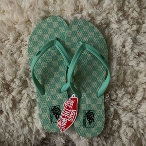 Women’s blue checkered Vans sandals